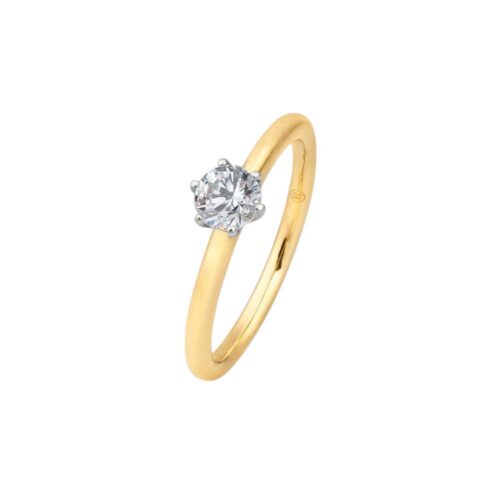 Saint Maurice - 6 Prong Bicolor diamantring i 14 k gult gull og hvit gull 0,50 ct
