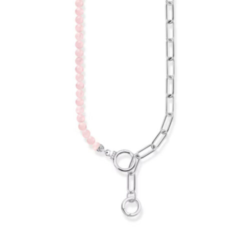 Thomas Sabo - Cosmic Amulett sølvkjede med lenkeelementer og rosa kvartsperler