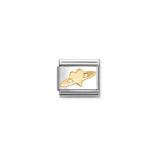 Nomination - Composable™ Classic SYMBOLS steel and 18k gold Saturn Heart