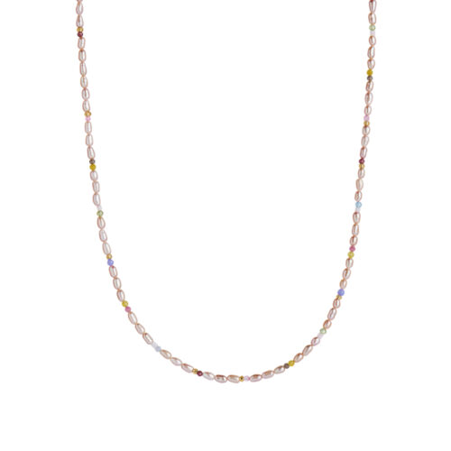 Stine A Jewelry - Confetti Pearl Necklace with Beige and Pastel Mix Gold