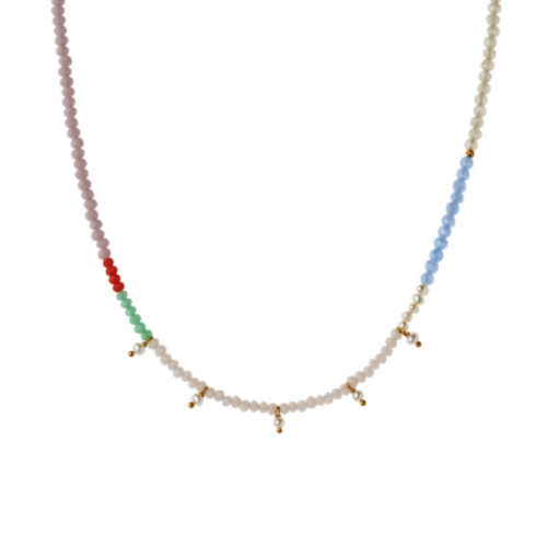 Stine A Jewelry - Heavenly Pearl Dream Necklace with Five Pendants Gold – Coral & Cool Mint