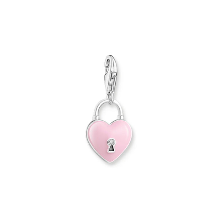 2071 691 9 Thomas Sabo - Charm/anheng i sølv med rosa emalje, hjerte-hengelås - As We Kiss Thomas Sabo - Charm/anheng i sølv med rosa emalje, hjerte-hengelås - As We Kiss