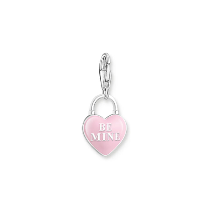 Thomas Sabo - Charm/anheng i sølv med rosa emalje, hjerte-hengelås - As We Kiss