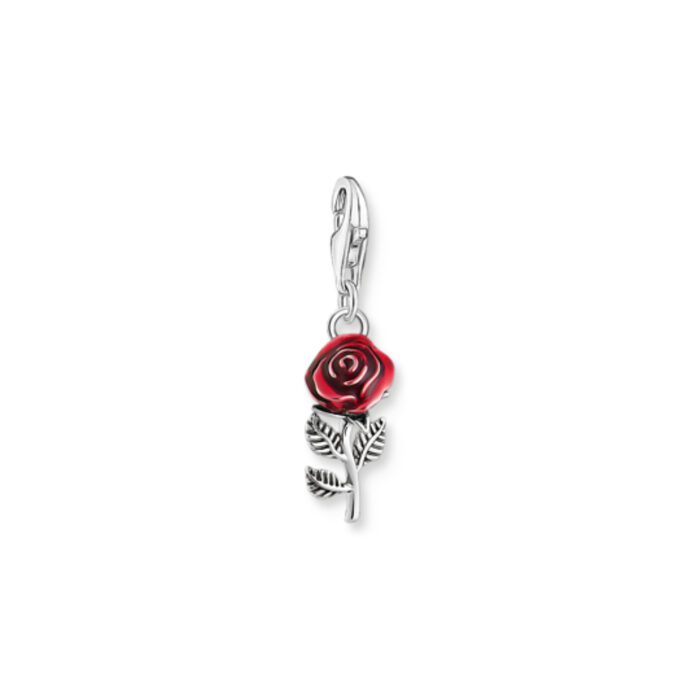 Thomas Sabo - Charm/anheng i sølv med rød emalje, rød rose - As We Kiss