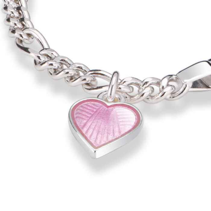 222501 1 Pia&Per - ID armbånd i sølv med glassemalje, rosa hjerte Pia&Per - ID armbånd i sølv med glassemalje, rosa hjerte