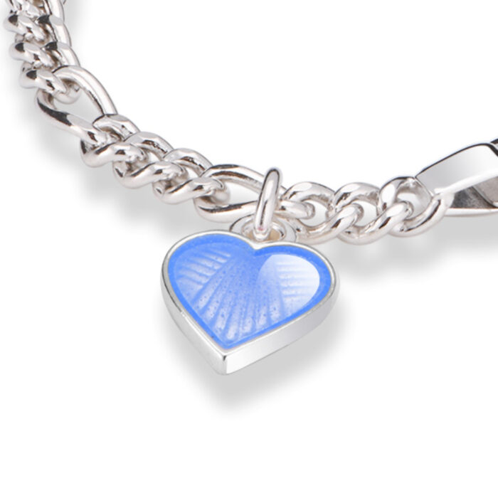 222502 1 Pia&Per - Id armbånd i sølv med glass emalje, lyseblått hjerte Pia&Per - Id armbånd i sølv med glass emalje, lyseblått hjerte