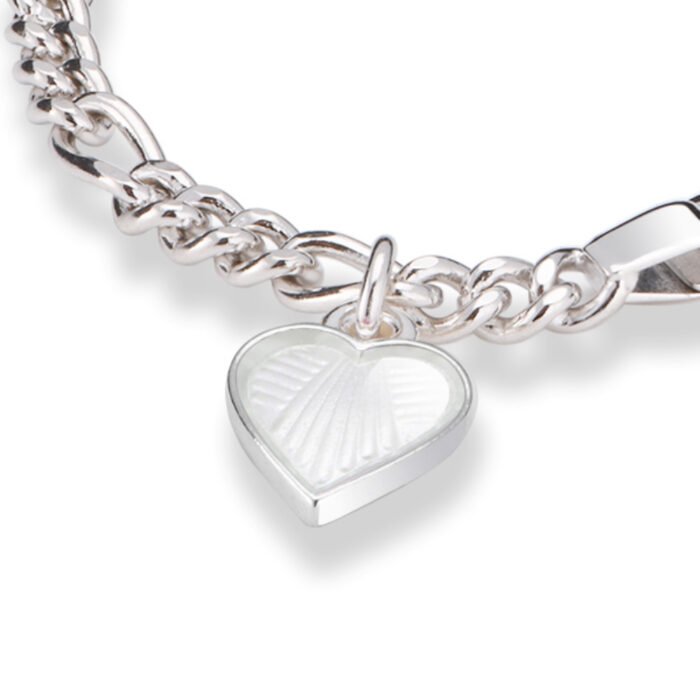 222503 1 Pia&Per - ID armbånd i sølv med glassemalje, hvitt hjerte