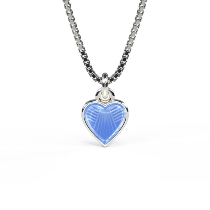 22702 Pia&Per - Halskjede i sølv med glassemalje - Lyseblått hjerte, liten