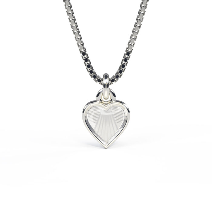 22703 1 Pia&Per - Halssmykke i sølv med glassemalje, hvit hjerte