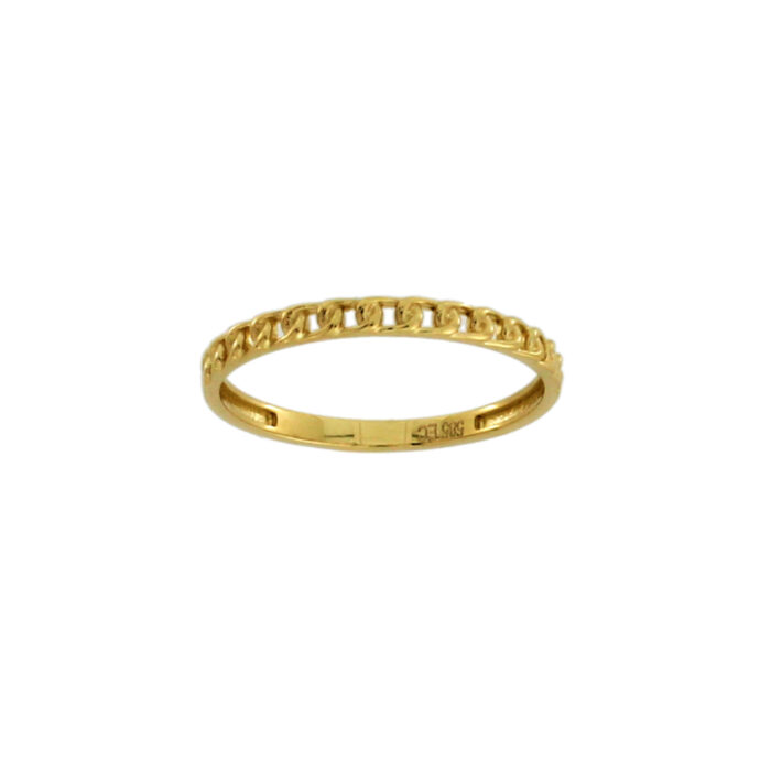 2296087 NC Christophersen - Ring i gult gull med "panserlenke" mønster