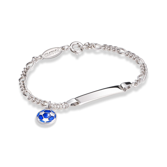 24902 1 Pia&Per - ID armbånd i sølv med glassemalje, blå fotball