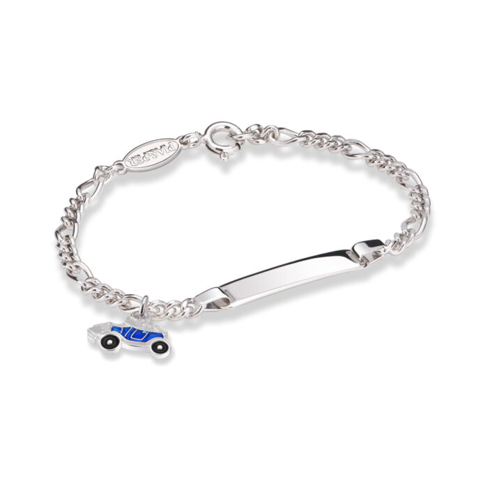 25902 1 Pia&Per - ID armbånd i sølv med glassemalje, blå veteranbil Pia&Per - ID armbånd i sølv med glassemalje, blå veteranbil