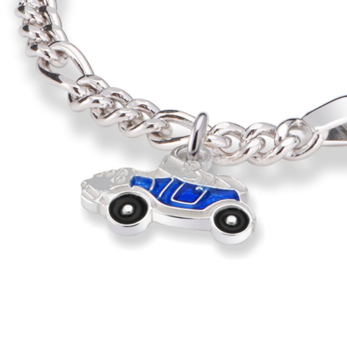 25902 2 Pia&Per - ID armbånd i sølv med glassemalje, blå veteranbil Pia&Per - ID armbånd i sølv med glassemalje, blå veteranbil