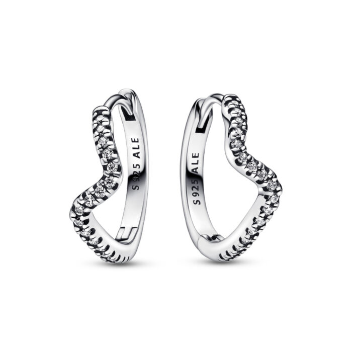 Pandora - Sparkling wave hoop earrings