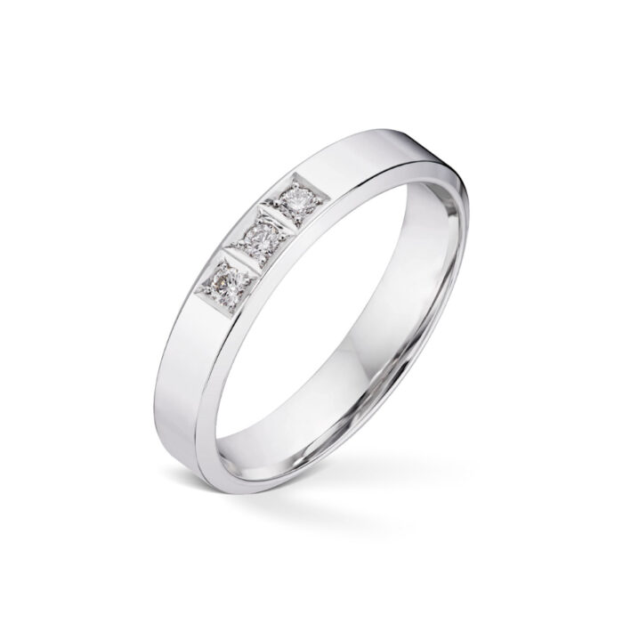 3 x 003 TW SI 6145 2 Diamonds by Frisenberg - Alliansering-Hvittgull 3x0,03 ct TW/SI-Kraftig ringskinne-Håndlaget ved eget verksted
