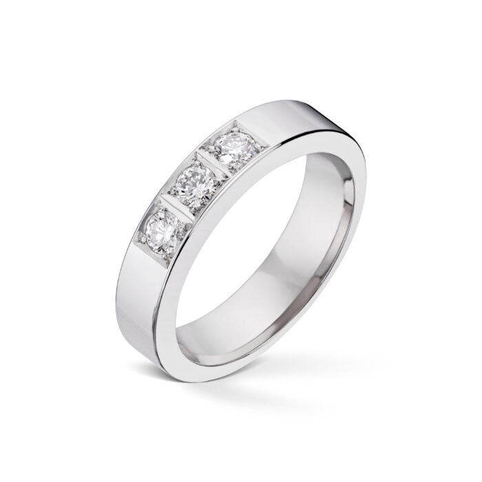 3 x 010 TW SI 11825 2 Diamonds by Frisenberg - Alliansering-Hvittgull 3x0,10 ct TW/SI-Kraftig ringskinne-Håndlaget ved eget verksted