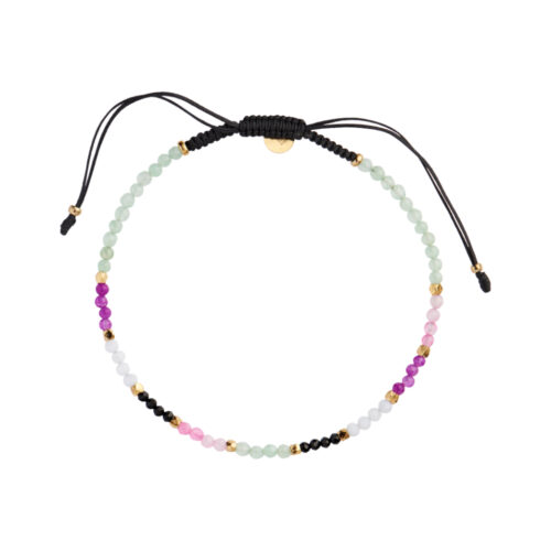 Stine A Jewelry - Mint Green Rainbow Mix with Black Ribbon Bracelet