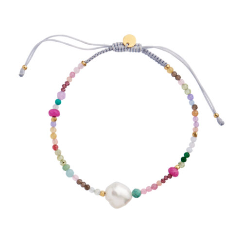 Stine A Jewelry - Color Crush Bracelet with Multi Mix and Light Grey Ribbon