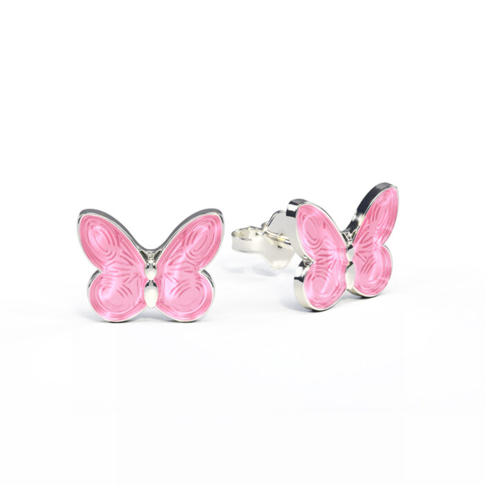 32601 1 Pia&Per - Ørepynt i sølv med rosa glassemalje, sommerfugl