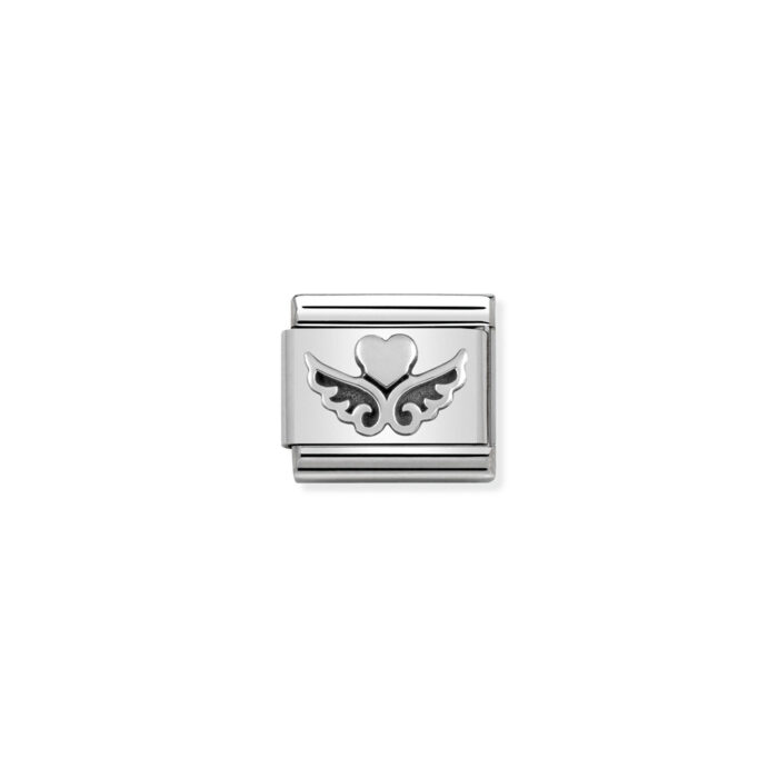 330101 13 01 Nomination - Composable Classic OXIDIZED SYMBOLS in st.steel and 925 sterling silver Heart with wings Nomination - Composable Classic OXIDIZED SYMBOLS in st.steel and 925 sterling silver Heart with wings