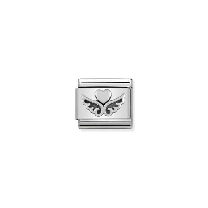 Nomination - Composable Classic OXIDIZED SYMBOLS in st.steel and 925 sterling silver Heart with wings