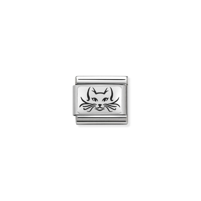 330109 05 01 Nomination - Composable Classic OXYDISED PLATES 2 in steel and 925 sterling silver Cat Nomination - Composable Classic OXYDISED PLATES 2 in steel and 925 sterling silver Cat
