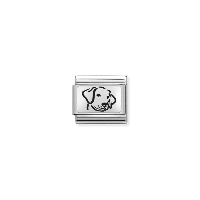 330109 06 01 Nomination - Composable Classic OXYDISED PLATES 2 in steel and 925 sterling silver Dog