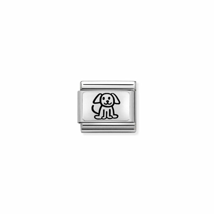 330109 52 01 Nomination - Composable Classic OXYDISED PLATES 2 in steel and 925 sterling silver Family dog