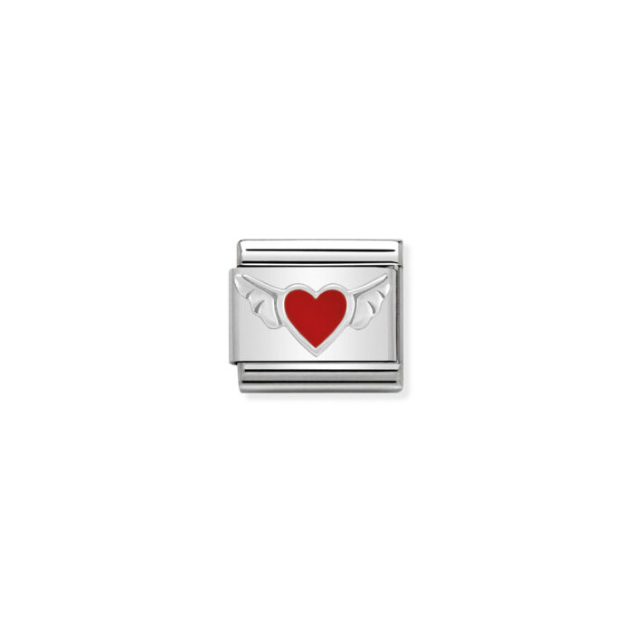 330202 01 01 Nomination - Composable Classic SYMBOLS in stainless steel , enamel and 925 sterling silver Heart with wings Nomination - Composable Classic SYMBOLS in stainless steel , enamel and 925 sterling silver Heart with wings