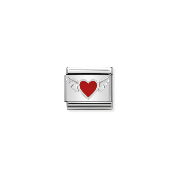 Nomination - Composable Classic SYMBOLS in stainless steel , enamel and 925 sterling silver Heart with wings