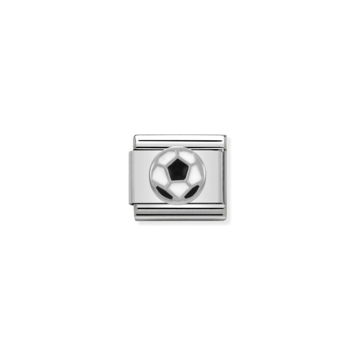 330202 13 01 Nomination - Composable Classic SYMBOLS in stainless steel , enamel and 925 sterling silver Soccer ball
