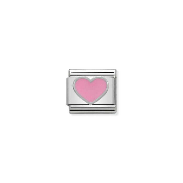 330202 18 01 Nomination - Composable Classic SYMBOLS in stainless steel , enamel and 925 sterling silver Pink Heart Nomination - Composable Classic SYMBOLS in stainless steel , enamel and 925 sterling silver Pink Heart