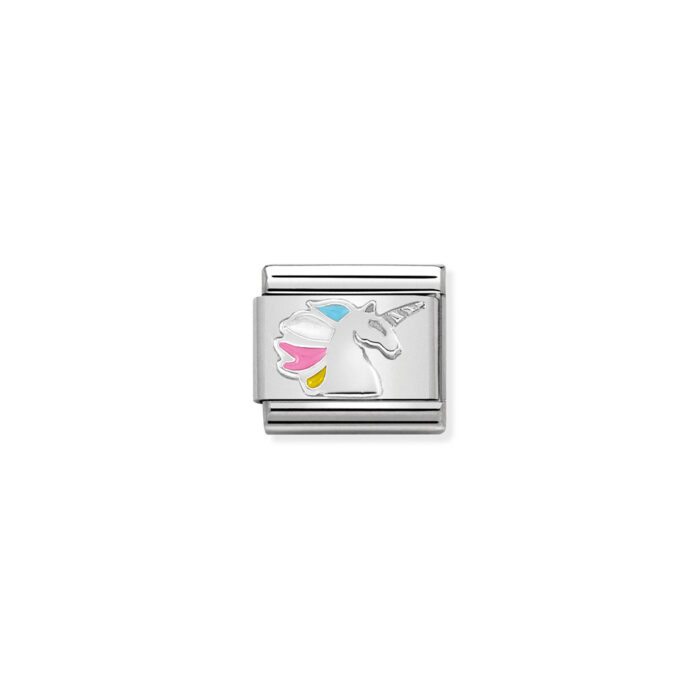 330204 16 01 Nomination - Composable Classic SYMBOLS in stainless steel, enamel and 925 sterling silver Unicorn