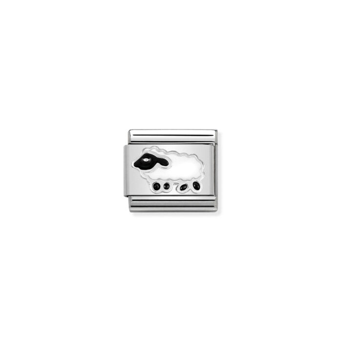330204 20 01 Nomination - Composable Classic SYMBOLS in stainless steel, enamel and 925 sterling silver Sheep