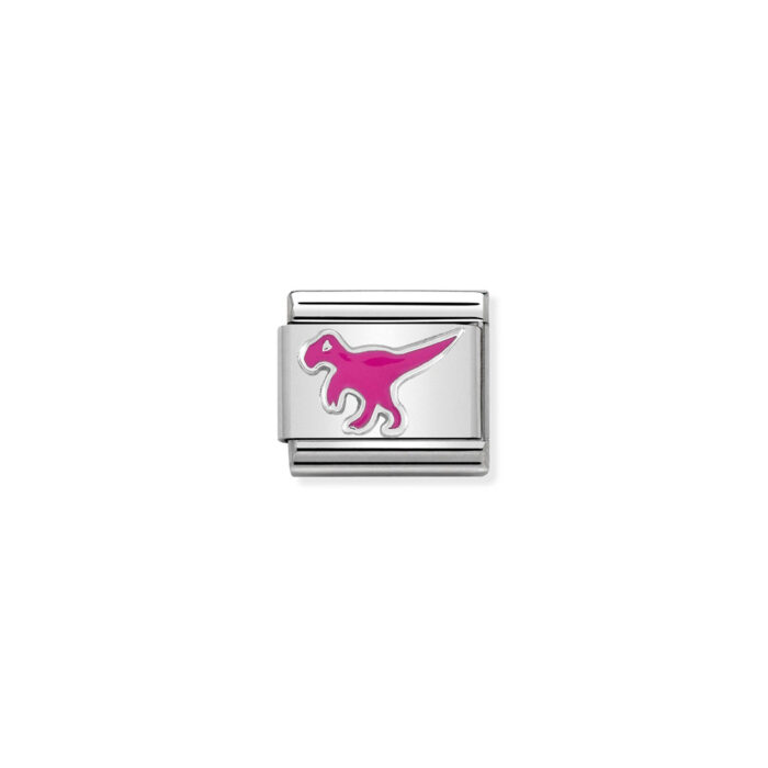 330204 21 01 Nomination - Composable Classic SYMBOLS in stainless steel, enamel and 925 sterling silver Dinosaur