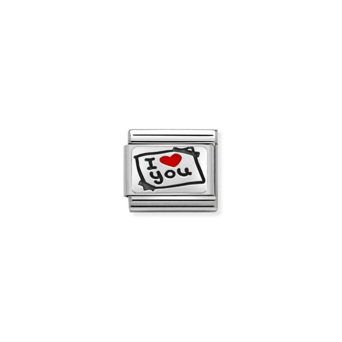 330208 50 01 Nomination - Composable CL OXIDIZED PLATES in steel, enamel and 925 sterling silver I love you card Nomination - Composable CL OXIDIZED PLATES in steel, enamel and 925 sterling silver I love you card
