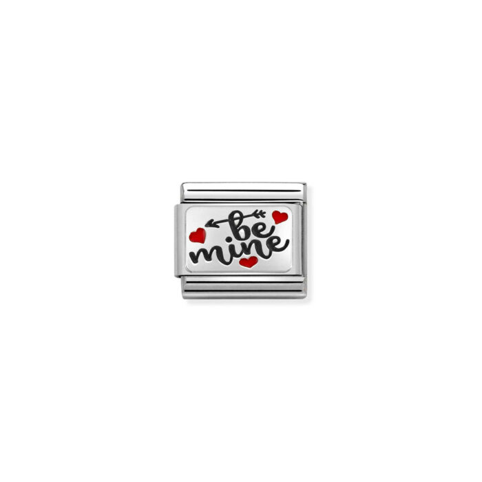 330208 52 01 Nomination - Composable CL OXIDIZED PLATES in steel, enamel and 925 sterling silver Be Mine with hearts Nomination - Composable CL OXIDIZED PLATES in steel, enamel and 925 sterling silver Be Mine with hearts