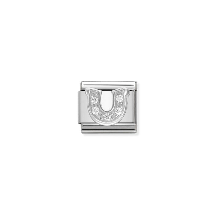 330304 06 01 Nomination - Composable CL SYMBOLS steel , Cubic zirconia and 925 sterling silver Horseshoe Nomination - Composable CL SYMBOLS steel , Cubic zirconia and 925 sterling silver Horseshoe