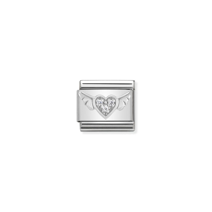 330304 12 01 Nomination - Composable CL SYMBOLS steel , Cubic zirconia and 925 sterling silver Flying heart with CZ Nomination - Composable CL SYMBOLS steel , Cubic zirconia and 925 sterling silver Flying heart with CZ
