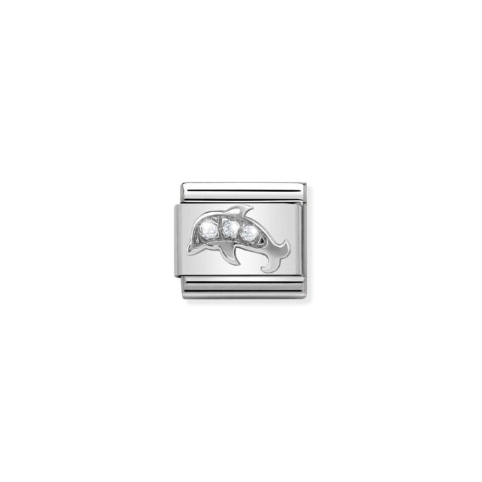 330304 13 01 Nomination - Composable CL SYMBOLS steel , Cubic zirconia and 925 sterling silver dolphin