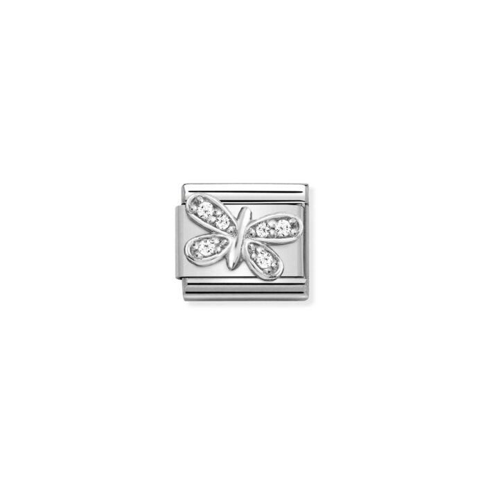 330304 35 01 Nomination - Composable CL SYMBOLS steel , Cubic zirconia and 925 sterling silver WHITE butterfly