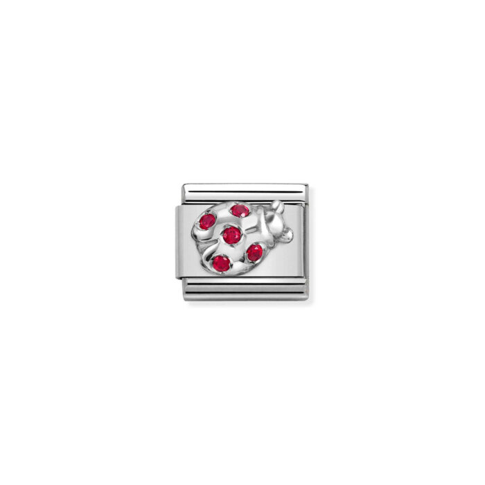 330304 36 01 Nomination - Composable CL SYMBOLS steel , Cubic zirconia and 925 sterling silver RED Ladybug