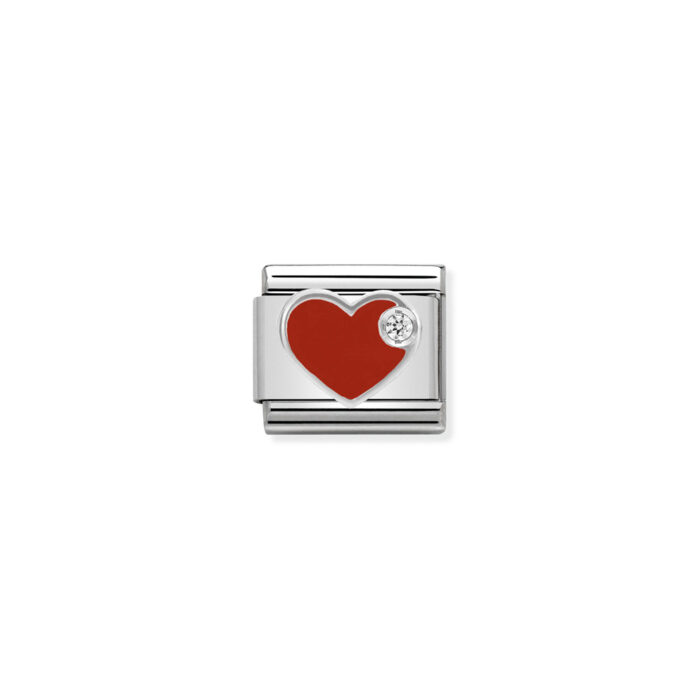 Nomination - Composable CL SIMBOLS stainless steel, enamel, 1 Cub. Zirc and 925 sterling silver RED heart