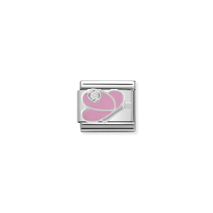 330305 07 01 Nomination - Composable CL SIMBOLS stainless steel, enamel, 1 Cub. Zirc and 925 sterling silver PINK butterfly Nomination - Composable CL SIMBOLS stainless steel, enamel, 1 Cub. Zirc and 925 sterling silver PINK butterfly
