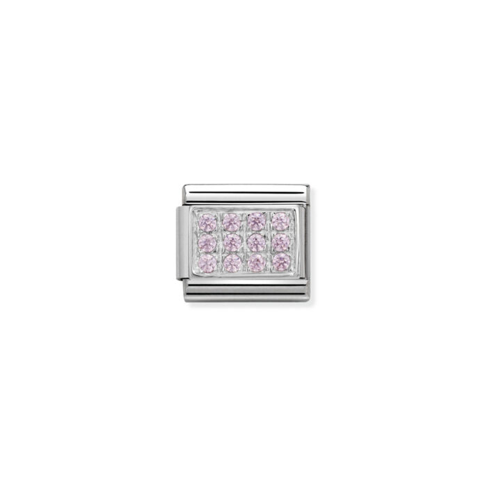 Nomination - Composable CL PAVE in stainless steel, Cubic zirconia and 925 sterling silver Pink CZ