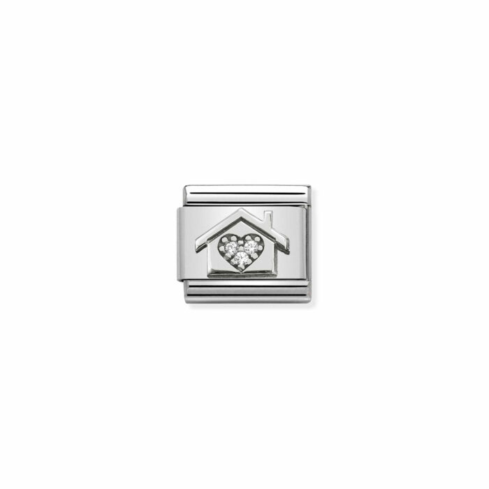 330311 11 01 Nomination - Composable CL symbols stainless steel , 925 sterling silver, and Cubic zirconia Home with heart Nomination - Composable CL symbols stainless steel , 925 sterling silver, and Cubic zirconia Home with heart