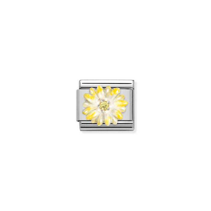 Nomination - Composable CL SIMBOLS stainless steel, enamel, Cub. Zirc and 925 sterling silver YELLOW flower