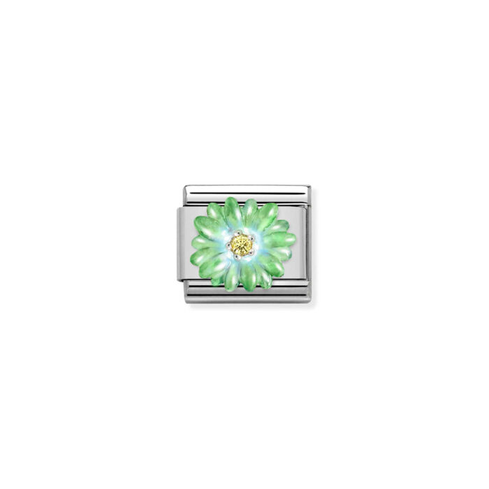 330321 07 01 Nomination - Composable CL SIMBOLS stainless steel, enamel, Cub. Zirc and 925 sterling silver GREEN flower Nomination - Composable CL SIMBOLS stainless steel, enamel, Cub. Zirc and 925 sterling silver GREEN flower