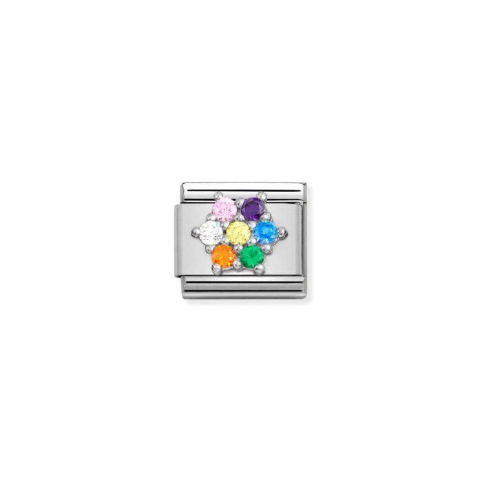 330322 05 01 Nomination - Composable CL SYMBOLS steel, Cz and 925 sterling silver RICH RAINBOW flower