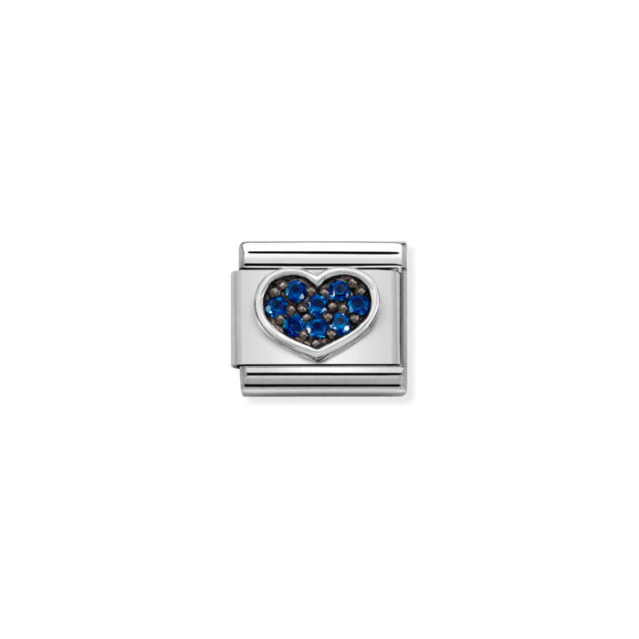 330323 08 01 Nomination - Composable CL SYMBOLS OX steel, Cz and 925 sterling silver BLUE heart